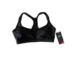 Reebok Women's Black Mesh-Inset Racerback Bikini Swim Top Size‎ M NWT $58